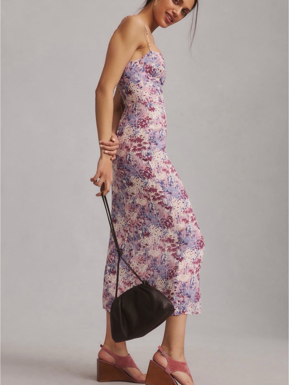 Floral Spaghetti-Strap Midi Dress: Reformation Kourtney Dress